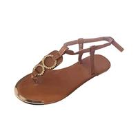Cocila Chanclas Mujer Sandalias Verano De Los Pies Las Femeninas Casual Buckle Metal Beach Fashion (Brown, 40) Calzado Barefoot Playa Hawaianas Corrector Juanete Flip Flop Boho Fucsia Marrón