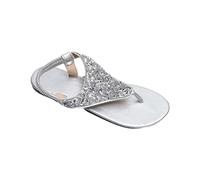 Cocila Chanclas Mujer Sandalias Verano Planas Para Casuales Con Lentejuelas Y Punta De Clip (Silver, 37) Chancletas Comodas Marca Pilar Burgos 2026 Pies Delicados Hebillas Blancas Dedo Guess