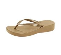 Cocila Chanclas Mujer Stripes Con Cuña De Gruesa Para Mujer, Verano, Exteriores, Clip, Playa, Vacaciones, Sandalias Antideslizantes Zapatos Raros (Gold, 38) Flip Flop Flops Goma Doradas Piscina