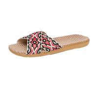 Cocila Chanclas Mujer Summer Sandal con Cuña Zapatillas De Verano para Mujer, Transpirables Y Absorbentes del Sudor, Interior, Lino Ligeras Silenciosas Zuecos Patrulla Canina (Red, 37)