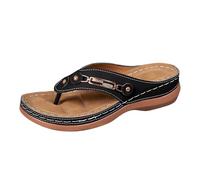 Cocila Chanclas Mujer Verano Playa Piscina Comodas Piel Sandalias Planas De Cuña para Mujer, Talla Grande, Estilo Europeo Y Americano, Informales, Cómodas, con Diseño Espiga Ideas Regalos