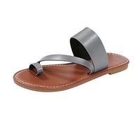 Cocila Chanclas Mujeres Con El Apoyo Arco Comodidad Yoga Mat Sandalias Mujer Planas Ligeras Punta Abierta Cómoda Tanga Color Sólido Casual Playa En (Grey, 40) Piscina De Goma Cuero Negras