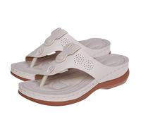 Cocila Chanclas Mujeres con El Apoyo Arco Comodidad Yoga Mat Sandalias Y Zapatillas De Playa Tamaño Cuña Forma T para Mujer Sanitarias Fascitis Juanetes Arena Beige No Me Pises Que Llevo