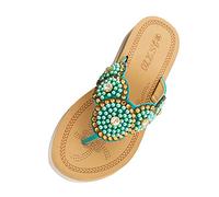 Cocila Chanclas para Mujer Beach Sandal Zapatillas De Baño Nuevas Sandalias Perlas Flores Tamaño Comercio Exterior Rojas Y Blancas (Green, 38) Ladies Sandals Agua con Plataforma Cuña Negras
