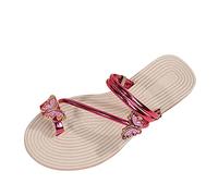 Cocila Chanclas Para Mujer Sandalias De Senderismo Playa Planas Con Parte Inferior Paja Y Punta Verano A La (Hot Pink, 42) Cuñas Jelly Sandals Esparto Bio Rosa Palo Pie Ancho Sandalia Plana