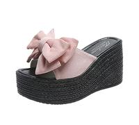 Cocila Chancletas Comodas Tacon Flexibles Flip Flops Playa Sandalia Punta Abierta Caminar Zapatillas Con En La, Informal, Tela De Pescado, Cuña Tacón Para Mujer, Zapatilla Mujer Go Sexy (Pink,