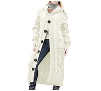 Cocila Chaqueta Ligera Mujer Mujeres Sólido Con Capucha Manga Larga Bolsillo Prendas De Vestir Exteriores Suelta Suéter Cárdigan Abrigo (White, One Size) Primavera Punto Invierno Lana Azul