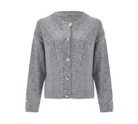 Cocila Chaqueta Mujer Entretiempo Cárdigan De Punto Con Botones Mezclados Color Sólido Y Cuello Manga Larga Holgada Informal Otoño E Invierno Para (Grey, One Size) Corta Cardigan Verano Crochet