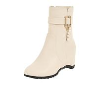 Cocila Color Sólido Cuero Cinturón Hebilla Cremallera Interior Aumento Botines Zapatos De Mujer Baratos Botas Altas Marrones Ante Negros Piel Con Tacon Barefoot Pitillos Zapatillas Impermeables
