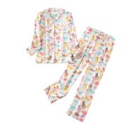 Cocila Conjuntos Pijamas Mujer Conjunto De Pijama Franela para Mujer, Algodón, con Botones, Pantalones, Tallas S Y XL, Dormir, Estar por Casa, Acogedora Cálida Invierno. Divertido Talla Grande