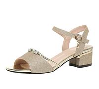 Cocila Damas Moda Tacón Alto Punta Sandalias Zapatos De A La Para Playa, Gruesas Informales Verano Mujer, Mujer Cuero Romanas (Gold, 38) Dorados Negro Tacon Verde Shoes And Blues Plateadas