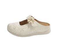 Cocila Esparto Chanclas Tacon De Vestir Playa Sandalias Con Tacón Bajo Y Punta Para Mujer, Informales, Huecas, Carina Mujer (White, 38) Cuña Verano Juanetes Alpargatas Blancas Planas Piel