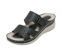 Cocila Esparto Chanclas Tacon De Vestir Playa Zapatillas Verano para Mujer, Nuevas, con Punta Redonda, Estilo Moderno, Clip Y Tacón Bajo, Cómodas Huecas. Deportes Mujer Grises (Black, 38)