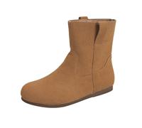 Cocila Fashion Women Flock Solid Color Autumn Thick Sole Square Heels Zipper Short Booties Round Toe Shoes Botines Lluvia Mujer Botas Altas Planas Marrones Negros Tacon Ancho Invierno Fino