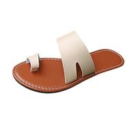 Cocila Flip-Flop Mujer Chanclas Verano De Adulto para Playa Piscina Planas con Punta Grande Mujer, Sandalias Ligeras Exteriores, Informales Zapatillas Blancos Cuero Blancas Piel Cerradas