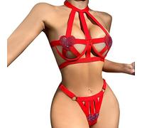 Cocila Lencería 2 Piezas de Mujer Love Sexy Fashion Hollow Wedding Lencería Ropa Interior Ropa de Dormir Anillo de Pijamas Liguero Trajes Tengo 4 Babydoll Mujer Sexy Tamanho Grande