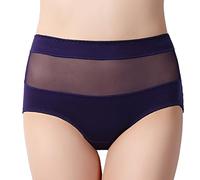 Cocila Mujer Ropa Interior De Talle Alto En Algodón Plus Size Female Lace Medium High Waist Thin Hip Hollow Sexy Mesh Sujetadores Uctores La Isla (Blue, XL) Bragas Algodon Culotte Cuecas Mulher