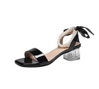 Cocila Mujer Sandalia Con Tacón Y Plataforma De Novia Correa Para Sandalias Grueso Zapatos (Black, 36) Vestir Rojas Oro Alma En Pena Alpargatas Blancas Verano Negras Tacon Fiesta Zapato Azul