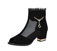 Cocila Mujer Sandalia De Tacón Dos Tiras Casual Sandals Women'S Round Slipon Shoes Toe Breathable (Black, 41) Sandalias Verano Negro Piel Marrones Zapatos Havaianas Doradas Stilettos Plateadas