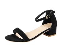 Cocila Mujer Sandalia De Tacón Dos Tiras Casuales Medio Con Un Cinturón Verano Para (Black, 36) Zapatos Cómodos Dorados Plateados Boda Sandalias Plataforma Esclavas Fiesta Plateadas Azul Marino