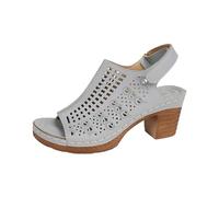 Cocila Mujer Sandalias De Tacón Aguja Con Tiras Informales Hebilla Cinturón Y Parte Inferior Inclinada, Zapatos, Verano Para (White, 36) Tacon Primavera Azul Cielo Oficina Boda Invitada Zapato