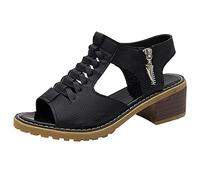 Cocila Mujer Sandalias De Tacón Ancho Con Tiras Para Zapatos Grueso Punta Abierta (Black, 38) Comodos Rojas Tacon Plataforma Fiesta Brillantes Sandalia Roja Rosa Palo The Drop Tobilleras Fino