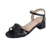 Cocila Mujer Tacones De Hebilla Sandalia Tacon Elegantes Comoda Los Pies Verano Zapatos Primavera Media Heel Abran Sandals Slim Buckle Y Sandalias Femeninas (Black, 41) Fiesta Vestir Con