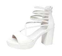 Cocila Mujeres Stiletto Sandalias De Tacón Alto Tie Up Open Toe Slingback Espiral Vestido Estilo Francés Temperamento, Gruesas Coronel Mujer (White, 40) Tacon Dorada Plateadas Verano Zapatos