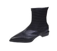 Cocila Otoño Invierno Mujer Botines Tacón Bajo Punta Estrecha Cuero Cremallera Cómodo Bota Engomada Botas Altas Piel Marron Tacon Medio De Lluvia Zapatillas Senderismo Casual Azules Agua