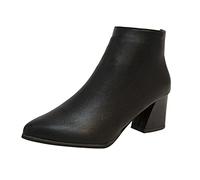 Cocila Otoño Invierno Mujer Botines Tacón Medio Puntiagudo Negro Sólido Cremallera Lateral Estilo Juveniles Botas De Piel Tacon Ante Marrones Cuña Altas Negras Manoletinas para Zapatos Mustang