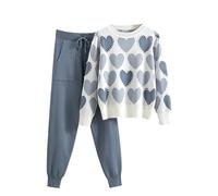 Cocila Pijama De Mujer Women's Winter Love Loose Casual Home with Pocket Pants Long Sleeve Set Verano Algodon Pantalon Pijamas Divertidos Invierno Coralina Entretiempo Camisones Ladies Pyjamas