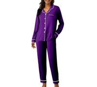 Cocila Pijams Mujer Conjuntos De Pijama para Mujer, Manga Larga, con Botones, Estar por Casa, Conjunto 2 Piezas Bolsillos Y Pantalones Largos. Embarazada Invierno Rojo Calentito La Vecina Rubia