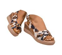 Cocila Planta De Gel Y Un Poco Cuña, Diseño Con Trenzas, Ideal Para Verano Mujer Sandalias Tacón Bajo Pez Mujer, Hebilla Cinturón Hueca Lateral Plana, A La Horma Ancha (Brown, 40) Deportivas