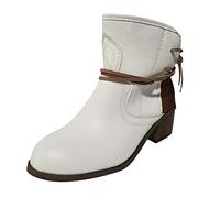 Cocila Round Invierno De Mujeres Fashion Los Pies Heel Botas Panamá Altas Marrones Mujer Tacon Cowboy Piel Botines Cuña Zapatos Ancho Especial Zapatillas Trekking Boots Women Agua Tobillo Para