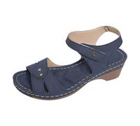 Cocila Sandalia De Vestir Mujer Con Alta Tacón Cuña Verano Para Mujer, Planas Cierre Y Tiras En El Tobillo, Informales, Pescador, Punta Cerrada (Dark Blue, 37) Sandalias Negras Tacon Zapatos