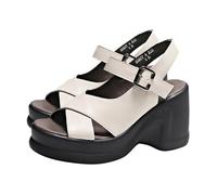 Cocila Sandalia De Vestir Mujer Con Alta Tacón Gruesa Y Inclinado Verano Para (White, 36) Zapatos Dorados Tacon Primavera Sandalias Fiesta Altas Boda Azul Rosa Fucsia Azules Tacones Elegantes