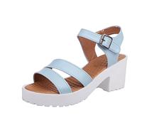 Cocila Sandalia De Vestir Mujer Con Alta Tacón Transpirables Sandalias Gruesas Tacones Encaje Casual Para (Blue, 40) Negros Cangrejeras Blancos Zapatos Comodos Sin Tacon Naranjas Zuecos Zapato
