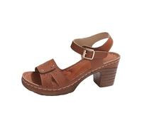 Cocila Sandalia De Vestir Mujer Con Alta Tacón Verano Para Hebilla Cinturón Hueca Lateral Y Plana, Sandalias Informales, (Brown, 36) Tacon 40 Tacones Plataforma Fiesta Zapatos Zuecos Comodos