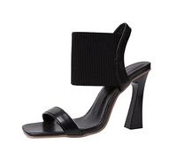Cocila Sandalia De Vestir Mujer Con Alta Tacón Y Verano Mujeres Sandalias Sexy Color Sólido Negro Transpirable Tela Casual (Black, 38) Zapatos Dorados Plataforma Tacon Fiesta Elegante Barefoot