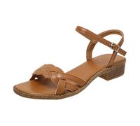 Cocila Sandalia De Vestir Para Mujer Con Baja Tacón Retro Cuero Verano Parte Inferior Plana Y Puntera Abierta, Bajo, Sandalias Playa Tejidas Un Botón (Brown, 37) Zapatos Fiesta Tacones Plateados