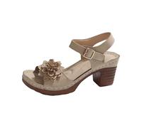 Cocila Sandalia De Vestir Para Mujer Con Baja Tacón Verano Hebilla Cinturón Hueca Lateral Y Plana, Sandalias Informales, (Beige, 37) Heels Animal Print Marrones Zapatos Beige Tacon Bajo