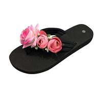 Cocila Sandalias Con Plataforma Para Mujer Damas Verano Chanclas Punta Abierta Flores Bohemias Zapatos Casuales (Hot Pink, 41) De Cuero Alpargatas Ortopédicas Bonitas 2026 Cuña Planas Piel Bio