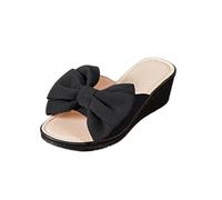 Cocila Sandalias Cuña Mujer Piel Playa Piscina Mar Pantuflas Con Y Tacón De Para Zapatillas Bota (Black, 36) Zapatos Verano Verano+Zapatos Dedo Cuñas Esparto Chanclas Ergonomicas Vestir Lengua