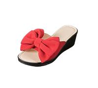 Cocila Sandalias Cuña Mujer Piel Playa Piscina Mar Pantuflas Con Y Tacón De Para Zapatillas Bota (Red, 42) Zapatos Plataforma Verano Dorados Fascitis Plantar Trekking Fucsia Chanclas Baño A