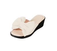 Cocila Sandalias Cuña Mujer Piel Playa Piscina Mar Pantuflas Con Y Tacón De Para Zapatillas Bota (White, 41) Senderismo Verano Zapatos Dorados Zuecos Ortopedicos Deportivas Negras Plataforma