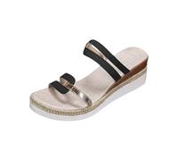 Cocila Sandalias Cuña Mujer Piel Playa Piscina Mar Women'S Summer Casual Comfortable Buckle Strap Thick Bottom Rome Slope Heel Slippers Zapatillas Patrulla Canina Niña (Black, 38) Casa Fascitis