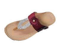 Cocila Sandalias De Cuña Para Mujer Con Plataforma Chanclas Verano Mujer, Exteriores, Flores Y Diseño Espiga Gruesa Zapatillas Camarera Antideslizante (Red, 41)