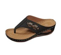 Cocila Sandalias De Cuña Para Mujer Con Plataforma Pantuflas Gruesa Y Puntera Abierta, Coche, Playa Zapatilla (Black, 36) Chanclas Goma Dedo Anatomicas No Me Pises Que Llevo Ortopedicas