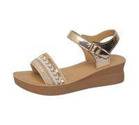 Cocila Sandalias De Cuña Para Mujer Con Tacón Grueso, Decoración Colorida Hueca, Casuales Exteriores Doradas Tacon Verano Chica Fascitis Plantar Antideslizantes Montaña Suela Corcho Alpargatas