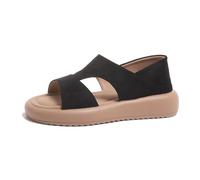 Cocila Sandalias De Cuña Para Mujer Plataforma Verano Gruesas Con Mujer, Zapatos Playa Tacón Plano, A La Zapatilla Bota (Black, 41) Vestir Comodas Tiras Verbenas Alpargatas Sandalia Plana Dorada